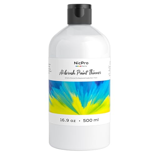 Nicpro Professional Airbrush Thinner, 16.9 oz Bottle Airbrush Paint Thinner | for Acrylic Paints, Water-Based Air Brush Fluid Medium, Improves Acrylic Paint Flow for Model Wood Canvas Metal Plastic - size: 16.9 Fl Oz (Pack of 1)