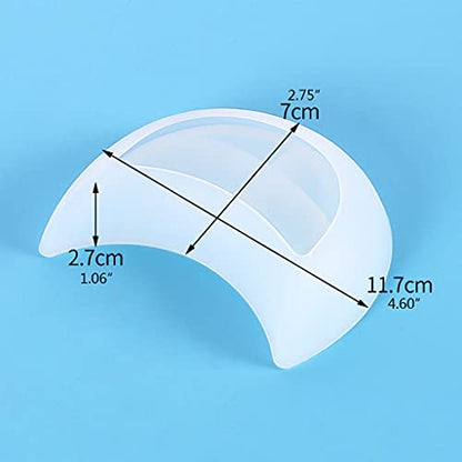 Tray Resin Mold Moon Shaped Dish Silicone Mold Epoxy Resin Mold Suitable for Jewelry Storage Plate Home Decoration Silicone, 11.7x7x2.7cm/4.60x2.75x1.06in, Clear