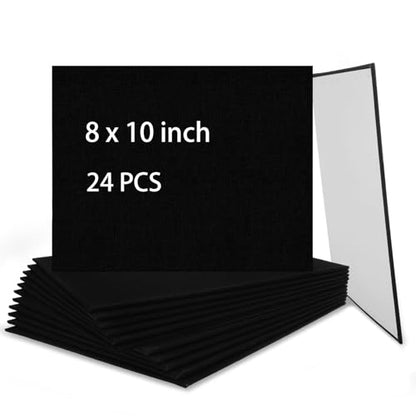 24PCS Black Canvas Board 8x10 inch Art Canvas Boards Blank Painting Canvas Bulk 100% Cotton Canvas Panels Paint Canvases for Painting Blank Canvas Boards for Oil & Acrylic Painting - size: 8x10 inch
