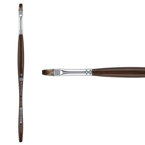 Borciani e Bonazzi Unico Synthetic Mongoose Artist Paint Brush - Series 801 Flat - Size #6 - Watercolors, Oil & Acrylic Paint - Handcrafted in Italy, Anti-Roll Design, Ergonomic Medium Handle - size: 6