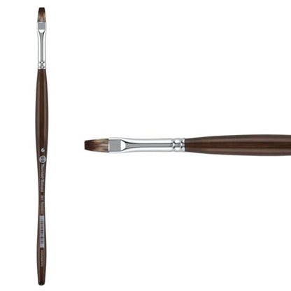 Borciani e Bonazzi Unico Synthetic Mongoose Artist Paint Brush - Series 801 Flat - Size #6 - Watercolors, Oil & Acrylic Paint - Handcrafted in Italy, Anti-Roll Design, Ergonomic Medium Handle - size: 6