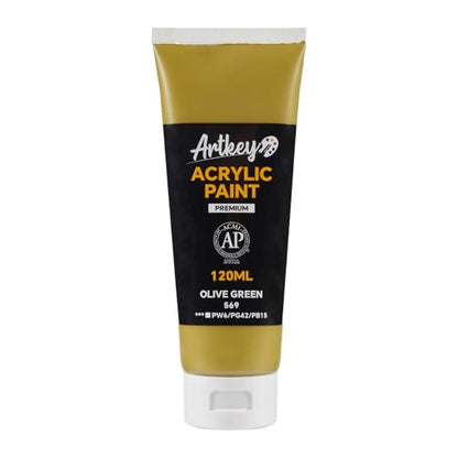 Artkey Acrylic Paint - Olive Green (120 ml/4.06 oz) Tubes, Rich & Vibrant Pigments, Professional Artists Acrylic Paints - Art Supplies for Canvas Wood Rock Clay Fabric Ceramics Art Crafts Painting - color: Olive Green, size: 4.06 Fl Oz (Pack of 1)