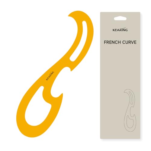 KEARING 42cm Large French Curve Ruler - Flexible Orange Sewing Template | Extra-long 42cm flexible transparent orange PVC curve template with protective vinyl case for sewing pattern making - style: 1312