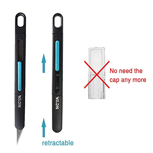 Nova Precision Craft & Hobby Knife, Premium Safety Cutter for Trimming, Vinyl Weeding and Art, Innovative Flat Design for a Better Use, Retractable #11 Fine Point Blade, Super Slim and Safe - color: Blue