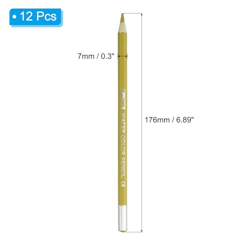 PATIKIL Watercolor Pencil, 12Pcs Water Soluble Pencils for Blending, Coloring, Sketch Drawing, Painting, Gold - color: Gold