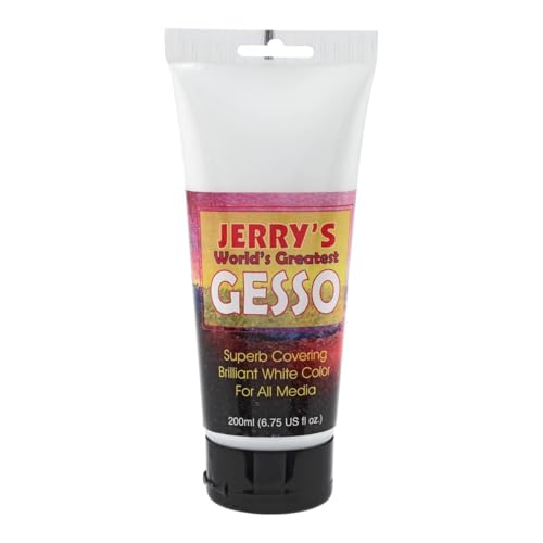 Jerry's World's Greatest Acrylic Ultra Bright White Gesso Primer - Non-Yellowing - Highly Pigmented Gesso Primer ideal for Students, Professionals, Artists - 200ml Tester Tube - size: 6.76 Fl Oz (Pack of 1)