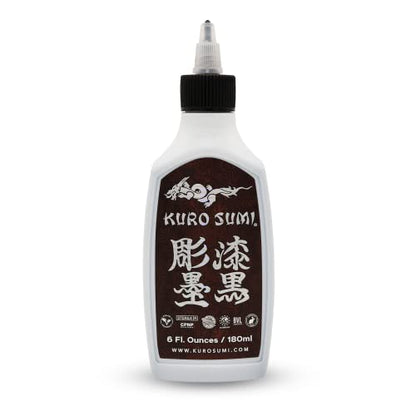 Kuro Sumi - Outlining Black Tattoo Ink - Professional Tattoo Ink & Tattoo Supplies for Outlining & Shading - Skin-Safe Permanent Tattooing - Vegan (6 oz) | Premium, long-lasting brown tattoo ink made in the USA. Smooth flow, reliable pigment, and vivid co