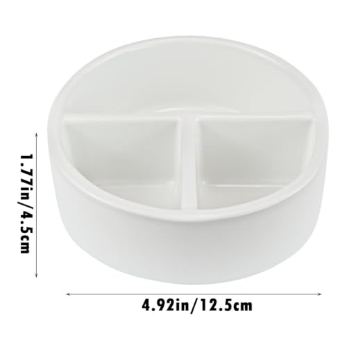 Ceramic Brush Wash Bowl,Mixing Tray,3 Slot Palette,Porcelain Watercolor Painting Dish for Painting, White