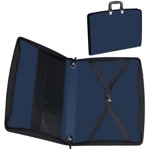 Acocony 11x17 Art Portfolio PP Material Blue Pack of 1 | 11x17 Art Portfolio Case with Zipper Closure Oxford Cloth Edge Waterproof - color: Blue