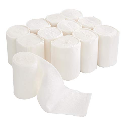 Rolyan Rayon Cast Padding, 4" x 4 Yards, Set of 12 Rolls, Cast Pre Wrap for Skin Friction Protection, Undercast Padding for Clinical and Hospital Use, Prewrap Rolls for Splints, Braces, and Casts - size: 4" x 4 Yards