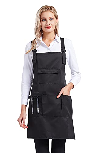 Nanxson Apron with Pockets Cross Back Apron for Hair Stylist Gardening - color: Black
