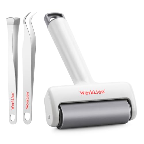 Brayer Roller & Mat Tweezers Remover Set: Worklion Brayer Compatible with Cricut/Brother Printmaking and Crafts Stamping, Plus Two functioned Tweezers Perfect for Fabric, Vinyl, Iron-On and Paper