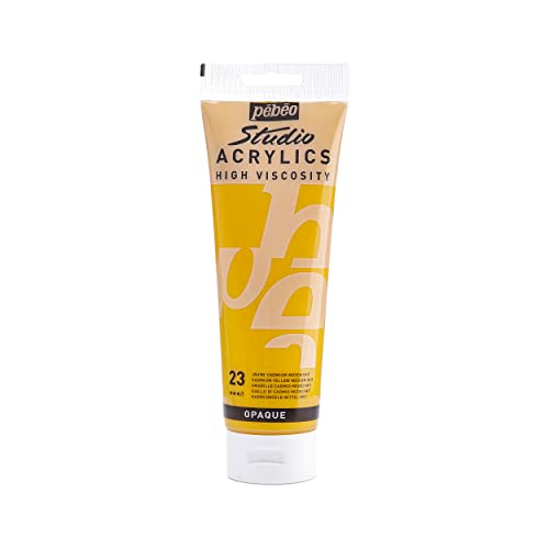 Pebeo Studio Acrylics High Viscosity, Fine Acrylic, 250 ml - Cadmium Yellow Medium Hue - color: Medium Cadmium Yellow Hue