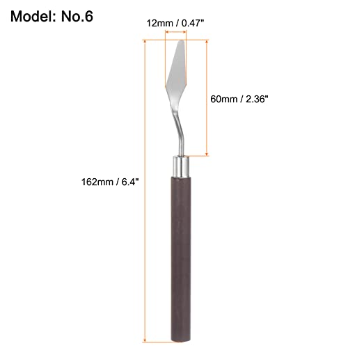 HARFINGTON 2pcs No.6 Palette Knives 12mm Width Stainless Steel Small Pointy Spatula Painting Pallet Knife with Wood Handle for Oil Acrylic Canvas Mixing Spreading, Red - size: 12mm