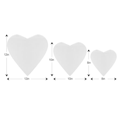 TRANSON 3 Sizes Heart Shaped Stretched Canvas Primed Ready for Painting - size: Heart 3PCS