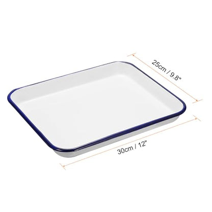 HARFINGTON Butcher Tray Palette 12" x 9.8" (30cm x 25cm) Metal Triple Enamel Coated Rectangular Tray Holder Artist Painter Painting Tool for Art Paint Acrylic Watercolor Mixing - size: 12" x 9.8"