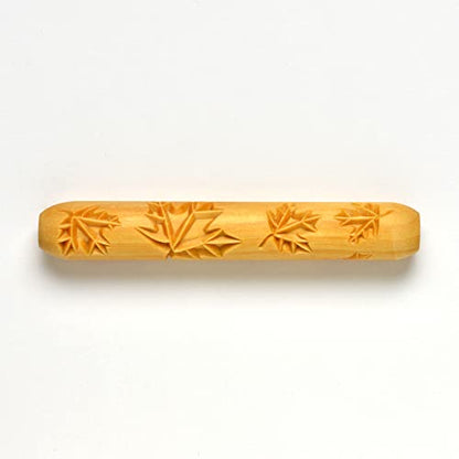 MKM Pottery Tools Wood Hand Rollers for Clay (HR-35 Maple Leaves) - size: HR-35 Maple Leaves
