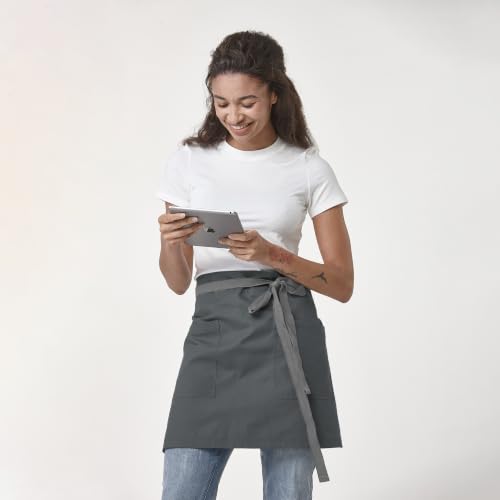 Waist Apron for Men Server Bistro Half 4251BY - color: Dark Grey, size: 1 Pack