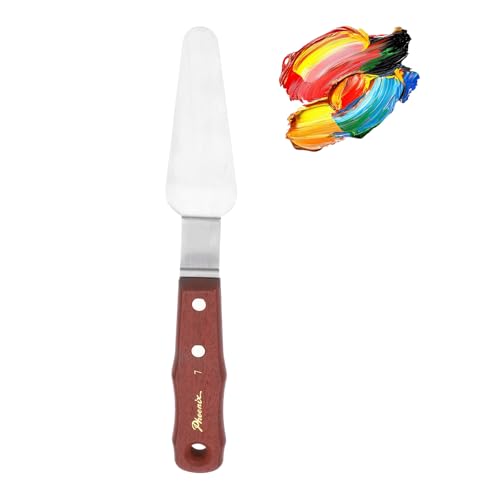 MECCANIXITY Pack of 1 Large Palette Knife No.7, 10.2" Long Palette Knives with Stainless Steel Flexible Spatula Pallet Knife and Wood Handle for Scraping, Mixing, Oil Acrylic Painting Canvas - style: No.7