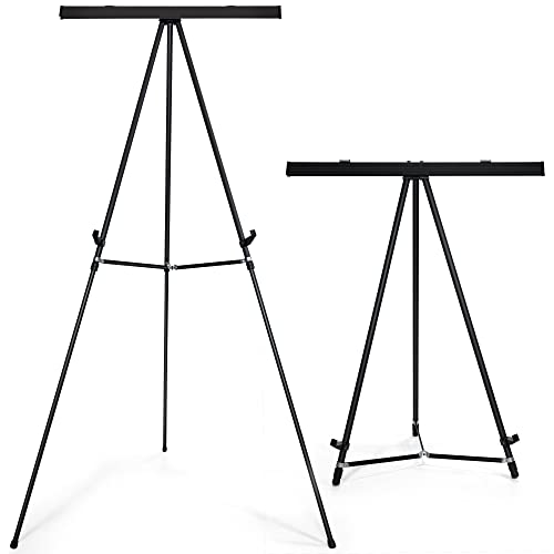 Falling in Art 63 1/2'' Lightweight Aluminum Flip Chart Display Easel Stand | Presentation Easel with Adjustable Floor for Boardroom, Whiteboard, Paper Pads, Signage, Black - style: Black 1-Pack