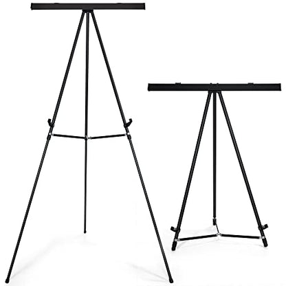 Falling in Art 63 1/2'' Lightweight Aluminum Flip Chart Display Easel Stand | Presentation Easel with Adjustable Floor for Boardroom, Whiteboard, Paper Pads, Signage, Black - style: Black 1-Pack