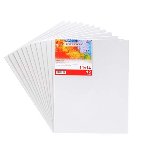 Transon 12 Pack 11x14 Inch Canvas Panel for Painting, with Heavy Duty MDF Backing Boards, 100% Cotton Acid-Free Primed for Beginners Art Crafts - size: 11*14" 12-PACK