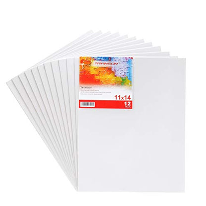Transon 12 Pack 11x14 Inch Canvas Panel for Painting, with Heavy Duty MDF Backing Boards, 100% Cotton Acid-Free Primed for Beginners Art Crafts - size: 11*14" 12-PACK