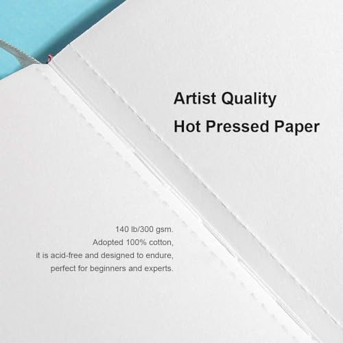 Paul Rubens 2 Pack Watercolor Paper, 100% Cotton Hot Press Watercolor Journal 7.6" x 5.3", 40 Sheets (140lb/300gsm), Acid-Free Art Supplies for Watercolors, Gouache, Acrylics - color: Pink, size: 7.6" x 5.3"