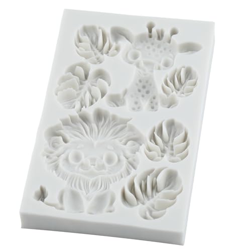 Safari Animal Polymer Clay Mold Tropical Leaf Lion Silicone Molds - color: Style E