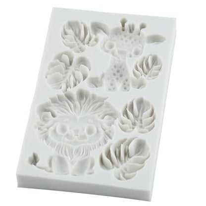 Safari Animal Polymer Clay Mold Tropical Leaf Lion Silicone Molds - color: Style E