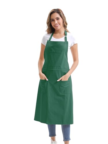 Nanxson Pottery Apron Split Leg with 3 Pockets & Adjustable Buckle | cotton material,Long apron,adjustable waist tie,for Pottery Ceramic Wheel DIY Art Garden - color: Green