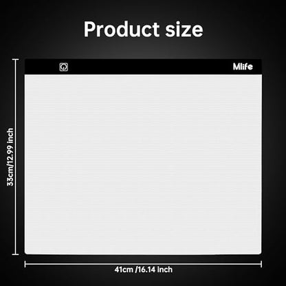 Mlife A3 Light Board Kits for Diamond Art Painting, Tracing Light Box, Light Up Tracing Pad, Diamond Art Painting Light Board for Drawing, Sketching, Animation with Foldable Stand & 4 Fasten Clips - style: A3 kits