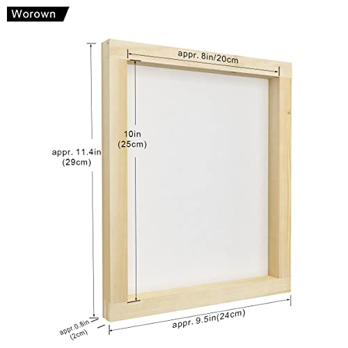 Worown 1 Piece 8 x 10 Inch Wood Silk Screen Printing Frame with 110 White Mesh and 1 Piece 4 x 6 Inch Screen Printing Squeegee - size: 8 x 10 Inch