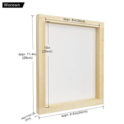 Worown 1 Piece 8 x 10 Inch Wood Silk Screen Printing Frame with 110 White Mesh and 1 Piece 4 x 6 Inch Screen Printing Squeegee - size: 8 x 10 Inch