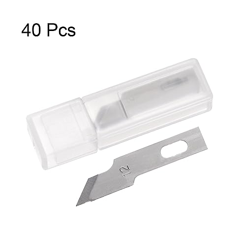 HARFINGTON 40pcs Exacto Knife Blades #12 Hobby Knife Replacement Blades Spare Precision Exacto Blades Hobby Knife Blade Refills for DIY, Art, Cutting, Carving, Scrapbooking, Stencil