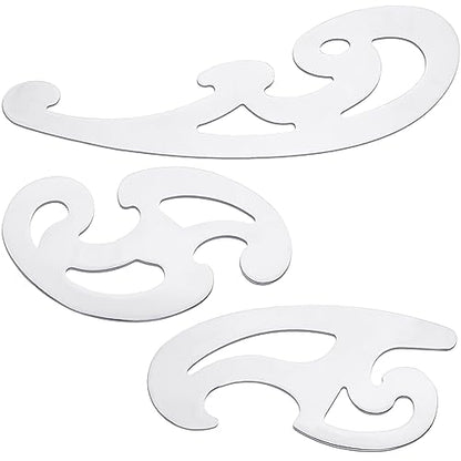 Fulmoon 3 Pcs Stainless Steel French Curve Ruler for Sewing Tools Metal Drafting Stencils Reusable Drafting Templates Drawing Ruler for Leather Craft Professional Drawing Rulers