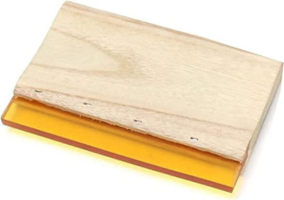 INTBUYING Screen Printing Squeegee Ink Squeegee Wooden Oil Scraper 75 Durometer 6.3inches Long 4 inches Wide with Rubber Blade and Wooden Handle - size: 6.3 inches long