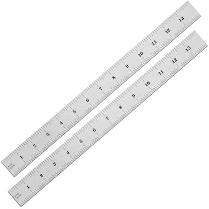 EBOOT 2 Pcs Stainless Steel Ruler Machinist Engineer Ruler with Markings 1/8, 1/16, 1/32, 1/64 Inch for Engineering, School, Office, Architect, and Drawing (14 Inch) - size: 14 Inch