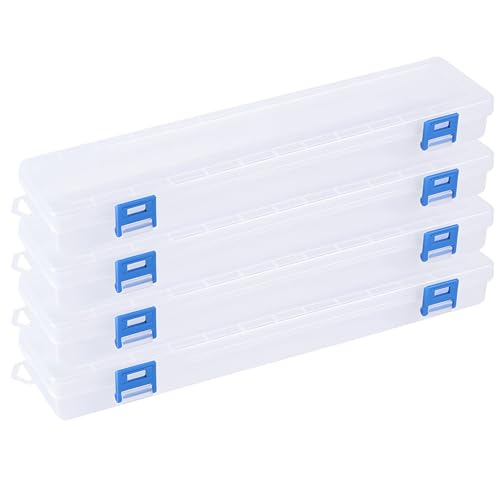 4 Pcs Transparent Long Pencil Box, Plastic Art Brush Storage Container, Clear Organizer Case for Watercolor, Gouache, Oil Painting Supplies, Drawing Tools