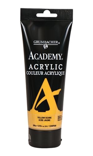 Grumbacher Academy Acrylic Paint, Gloss, 200ml/6.8 oz. Plastic Tube, Yellow Ochre Light Hue (C244P200) - color: Yellow Ochre Light Hue, size: 6.8 Ounce (Pack of 1)