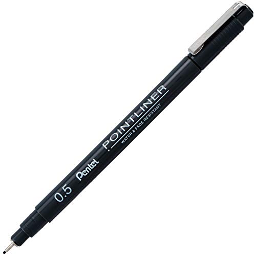 Pentel Arts Pointliner Pen, (0.5mm), Black Ink, Box of 12 (S20P-5A)