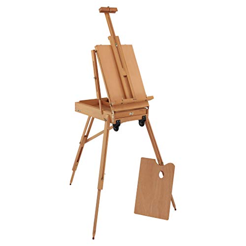 Creative Mark Monet Wooden French Walnut Color Easel & Sketchbox- Portable Lightweight Art Easel with Storage for Adults - Ideal for Drawing, Painting - Includes Palette, Supports Canvas up to 32"
