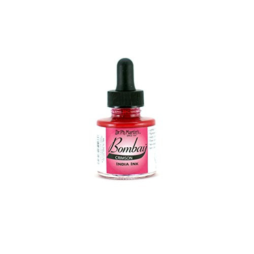 Dr. Ph. Martin's Bombay India Ink (16BY) Ink Bottle, 1.0 oz, Crimson, 1 Bottle