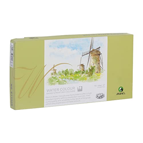 Marie's Artist Extra Fine Watercolor Sets - High Pigment and Concentration 12mL Watercolor Paint Set for Artist, Students, Teachers, Professionals, & More! - Set of 12 - size: Set of 12