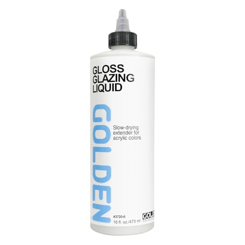 GOLDEN Gloss Glazing Liquid, 16 fl. oz. Bottle, Professional Acrylic Medium, Transparent