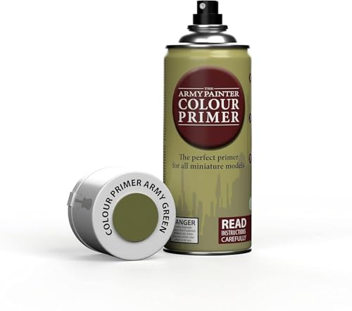 The Army Painter, Colour Primer Army Green, 400 ml acrylic spray | Spray Paint Basecoat for Miniature Model Undercoat Priming, Plastic Wargames, DnD & Warhammer - color: Army Green