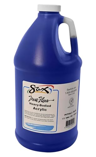 Sax True Flow Heavy Body Acrylic Paint, 1/2 Gallon, Phthaloyl Blue - 439283, 64 Fl Oz (Pack of 1) - color: Phthaloyl Blue