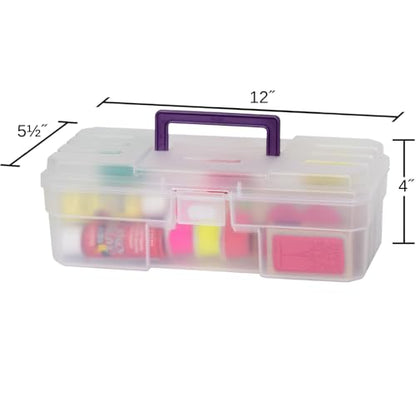 Akro-Mils 12-Inch ProBox Plastic Art Supply, Hobby or Craft Storage Toolbox, Model 09912CLPUR, (12" x 5-1/2" x 4"), Clear (Pack of 6) - size: 6 Pack