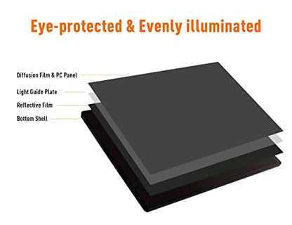 YINGWOND Rechargeable A4 LED Light Pad with Padded Case, Tracing Light Box w/Riser Stands and Paper Clip, 6 Levels of Brightness, Type-c Cable, Wireless Diamond Painting Light Board - style: Rechargeable-A4 Black+Padded case