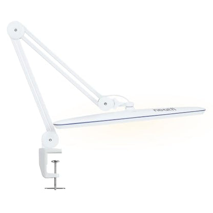 Neatfi XL 2,200 Lumens 20W LED Task Lamp – 23” Ultra-Wide Head | 182 SMD LEDs | 4 Brightness Levels | 3 Light Modes | Eye-Caring, Glare-Free | Adjustable Arm (White, CCT with Clamp) - color: White